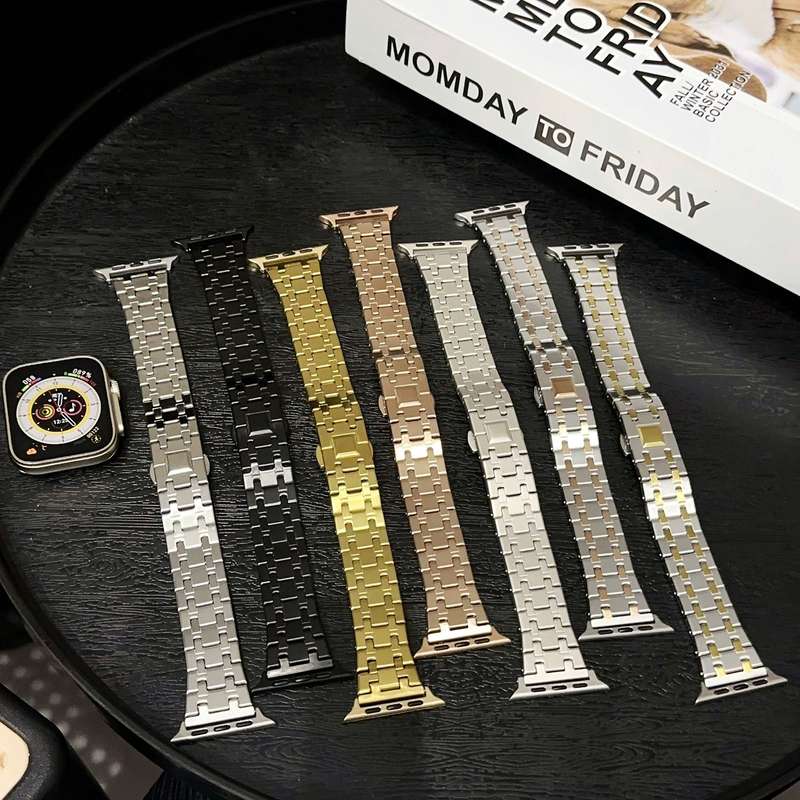 For Apple Watch SE 40mm Double T Stainless Steel Watch Band(Silver)