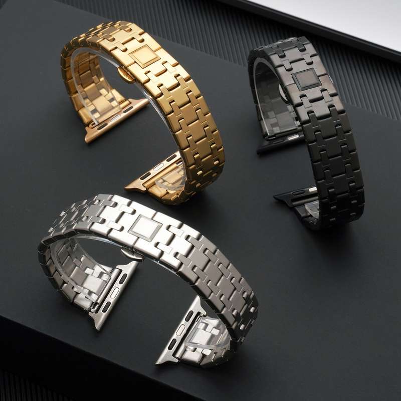 For Apple Watch SE 40mm Double T Stainless Steel Watch Band(Silver)