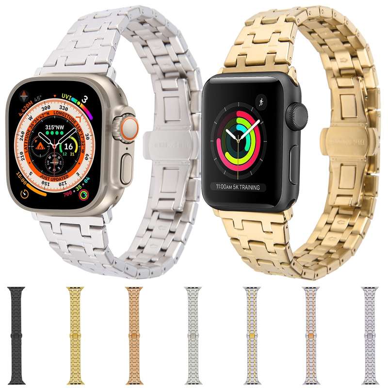 For Apple Watch SE 40mm Double T Stainless Steel Watch Band(Silver)