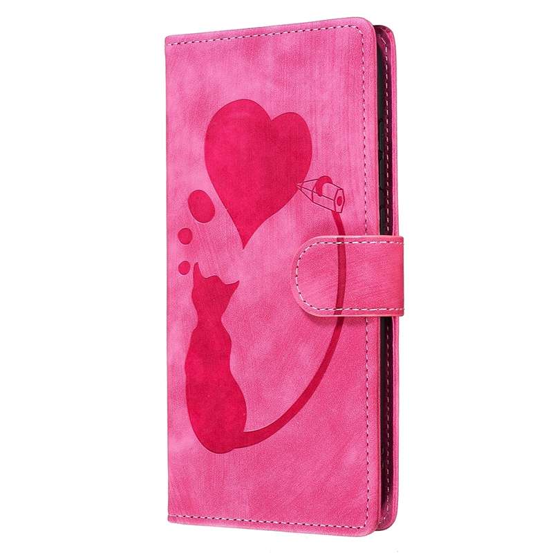 For Xiaomi Redmi Note 13 Pro+ Pen Heart Cat Embossed Leather Phone Case(Pink)