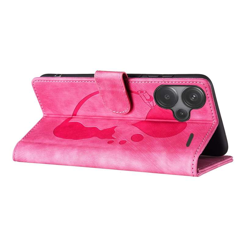 For Xiaomi Redmi Note 13 Pro+ Pen Heart Cat Embossed Leather Phone Case(Pink)