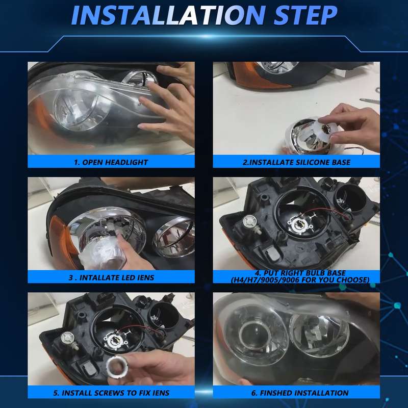 T02 1 Pair 2.5 inch Car Bifocal LED Lens Headlight, Left Driving(Black)