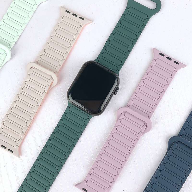 For Apple Watch Ultra 49mm I-Shaped Magnetic Silicone Watch Band(Mint White)