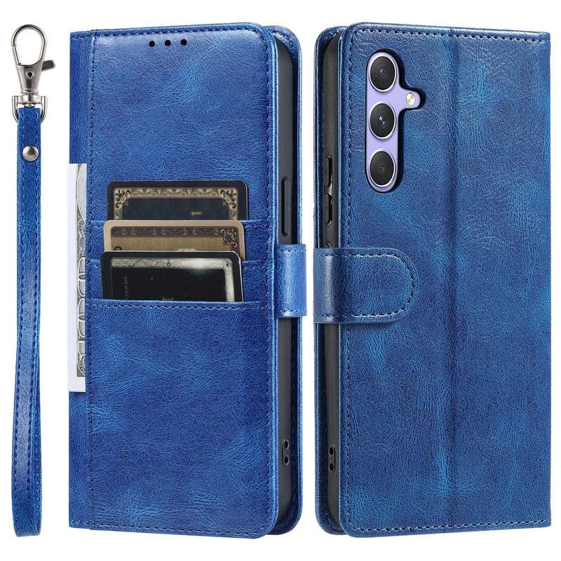 For Samsung Galaxy A54 5G Simple 6-Card Wallet Leather Phone Case(Blue)