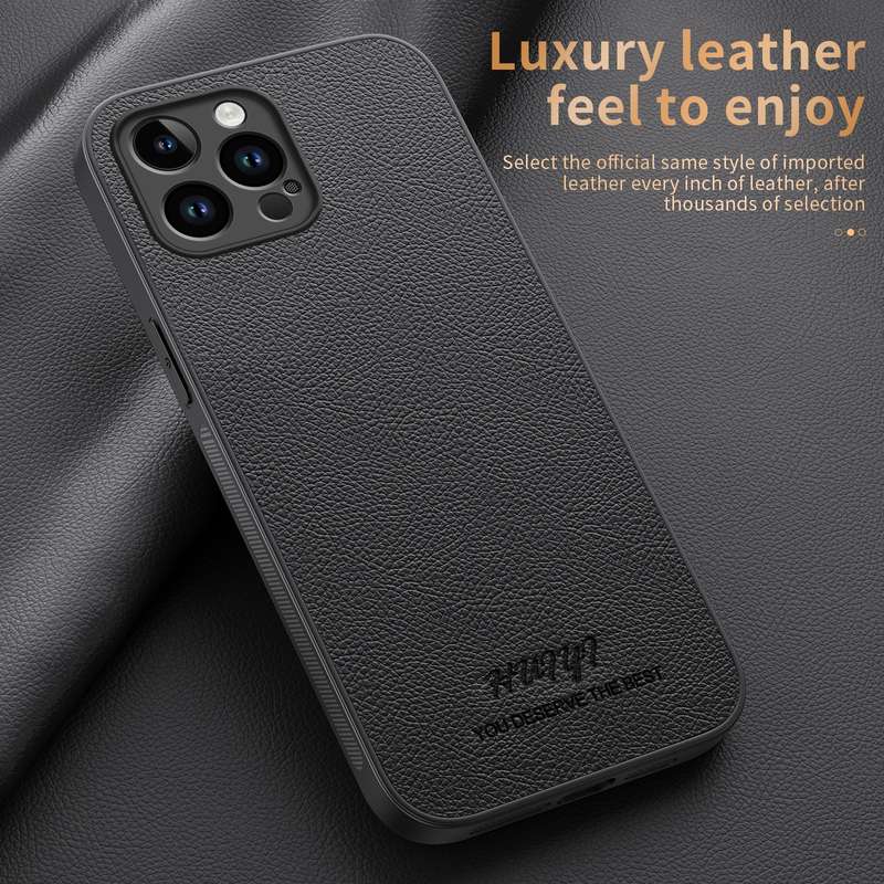 For iPhone 15 Pro Max HUIYI Leather MagSafe Magnetic Phone Case(Brown)