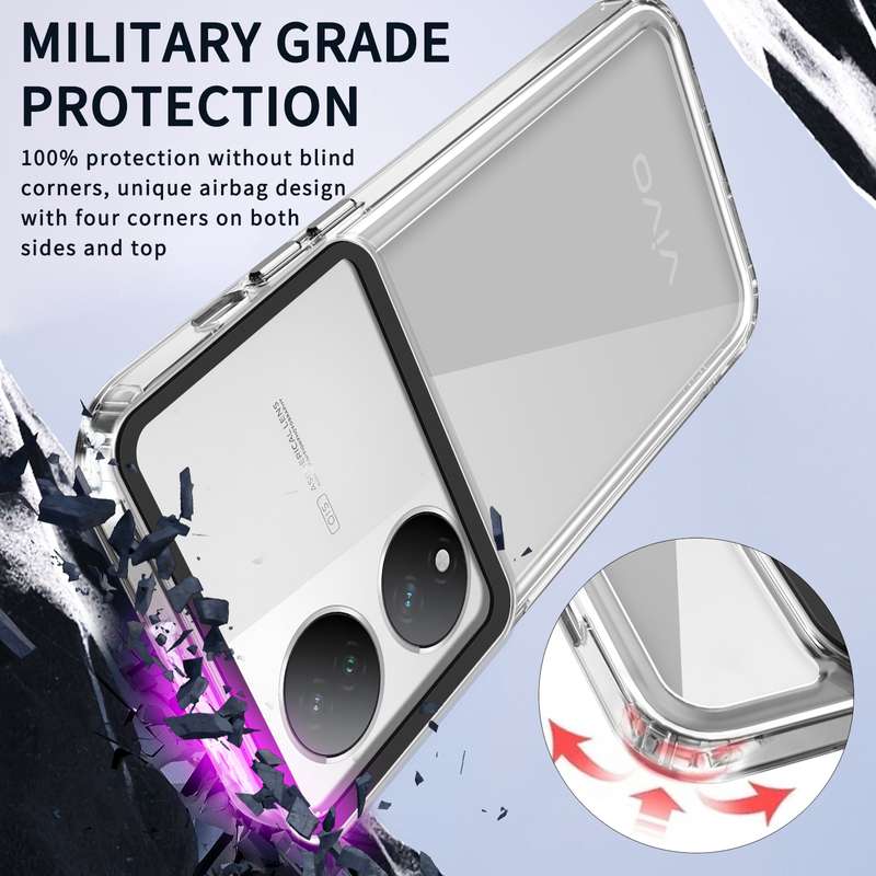 For vivo Y100/T2 5G India Transparent Acrylic + TPU Shockproof Phone Case(Transparent Purple)