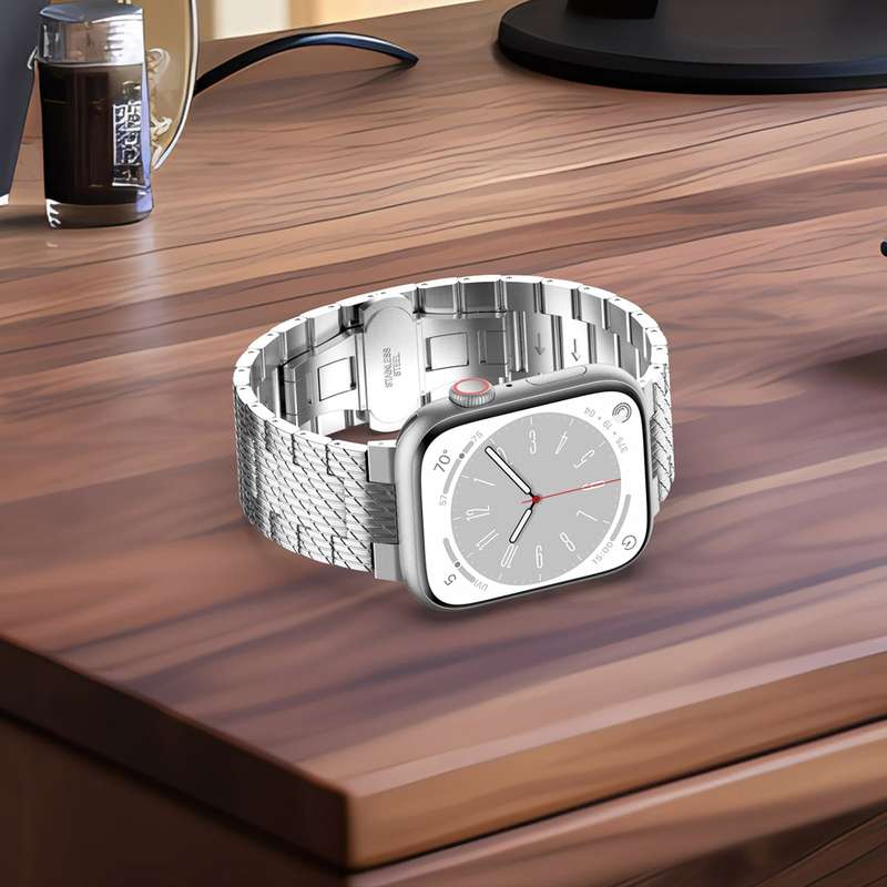 For Apple Watch Series 6 40mm Twill Stainless Steel Watch Band(Silver)