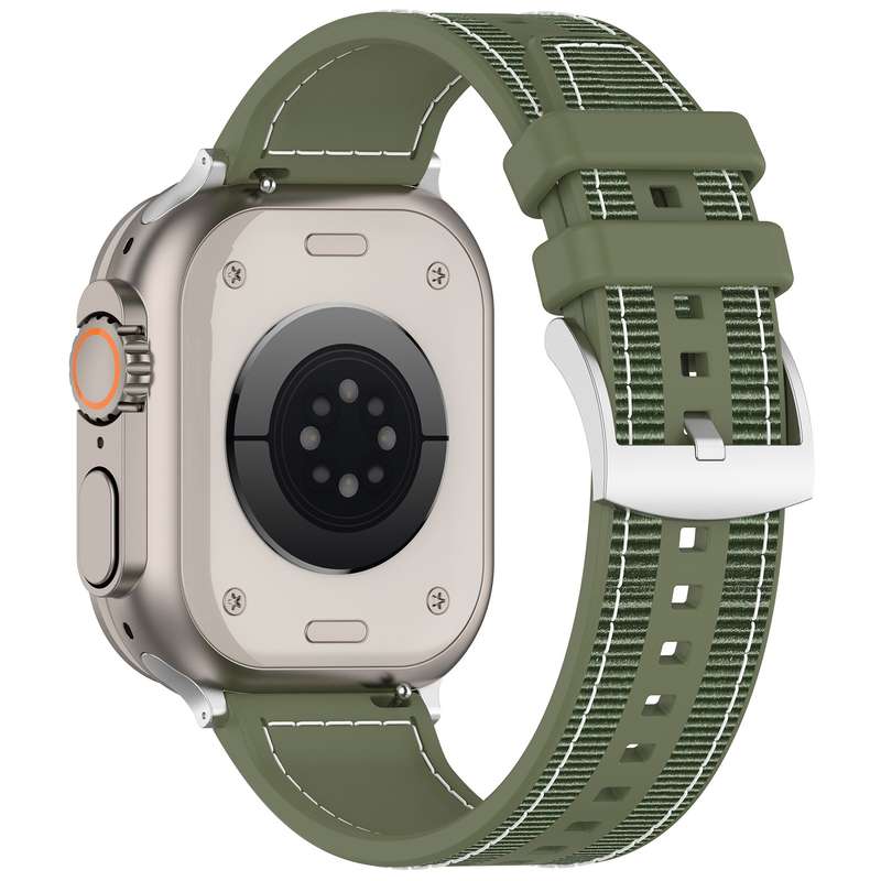 For Apple Watch Series 2 42mm Official Buckle Hybrid Nylon Braid Silicone Watch Band(Green)