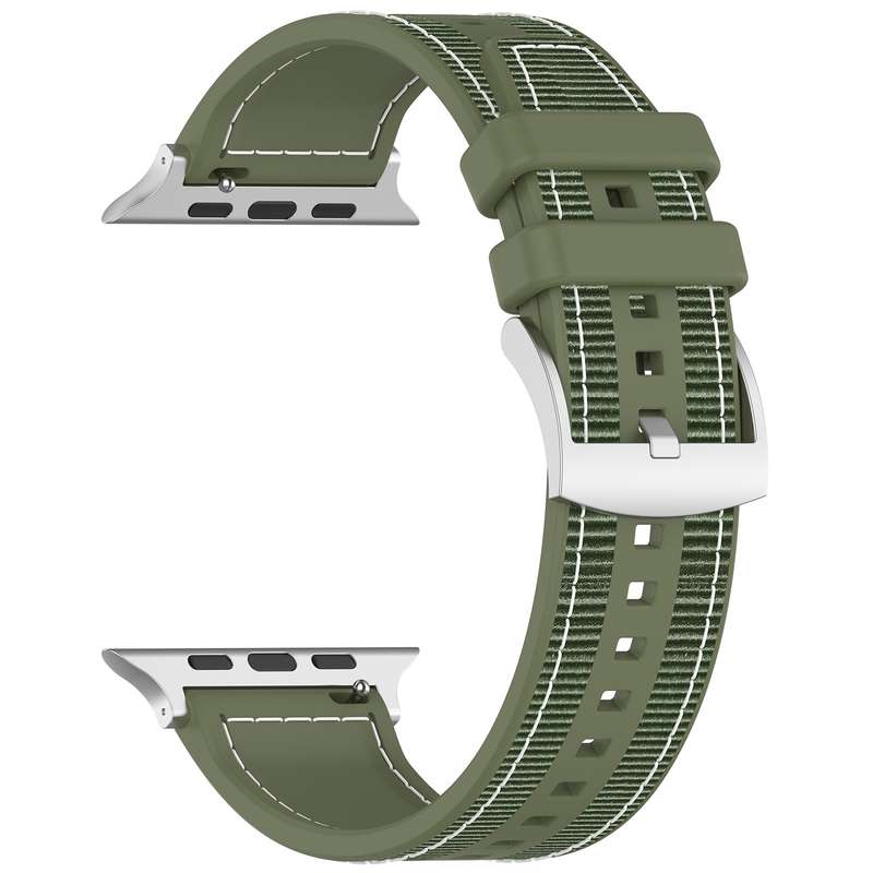 For Apple Watch Series 2 42mm Official Buckle Hybrid Nylon Braid Silicone Watch Band(Green)