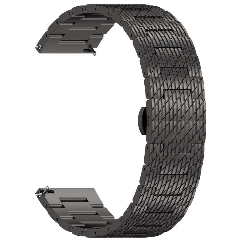 20mm Universal Twill Stainless Steel Watch Band(Black)