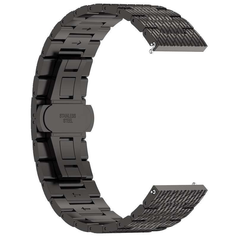 20mm Universal Twill Stainless Steel Watch Band(Black)