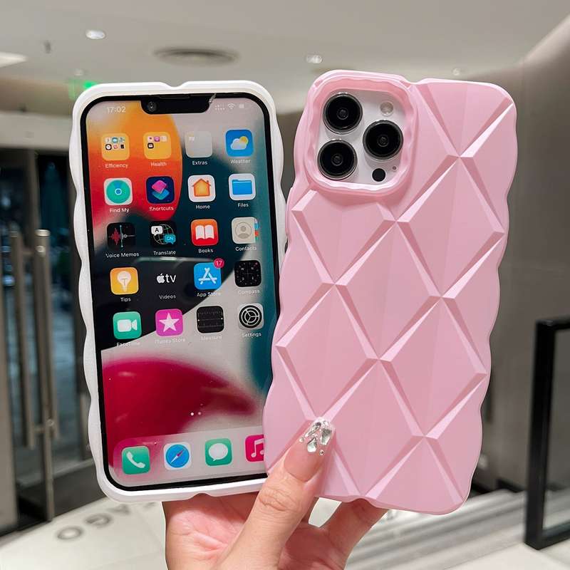 For iPhone 12 Pro Max Metallic Paint Diamond Lattice Skin Feel Full Coverage Shockproof Phone C