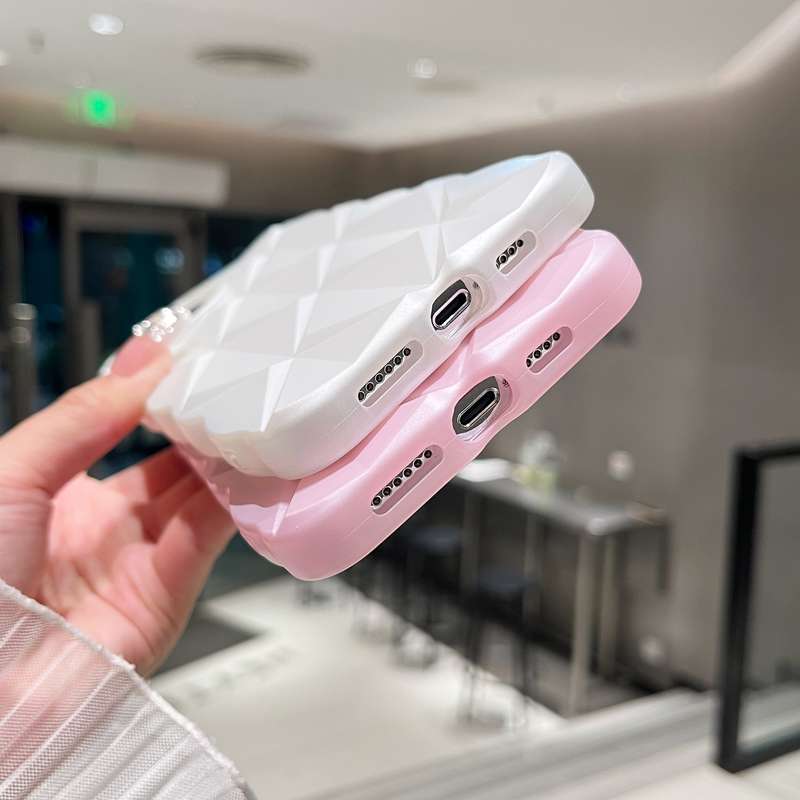 For iPhone 12 Pro Max Metallic Paint Diamond Lattice Skin Feel Full Coverage Shockproof Phone C