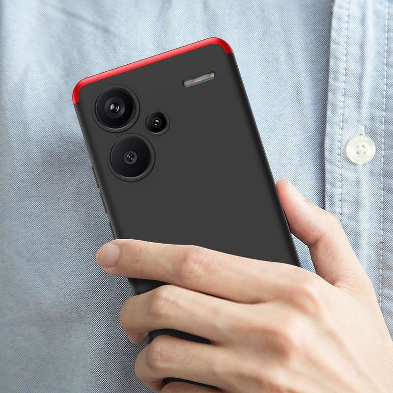 For Xiaomi Redmi Note 13 Pro+ 5G GKK Three Stage Splicing Full Coverage PC Phone Case(Black Red