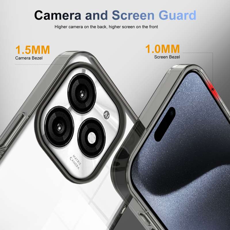 For Itel A70 2.5mm Anti-slip Clear Acrylic Hybrid TPU Phone Case(Black)
