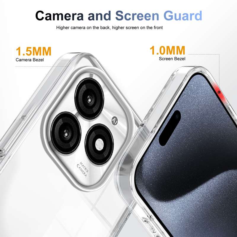 For Itel A70 2.5mm Anti-slip Clear Acrylic Hybrid TPU Phone Case(Black)