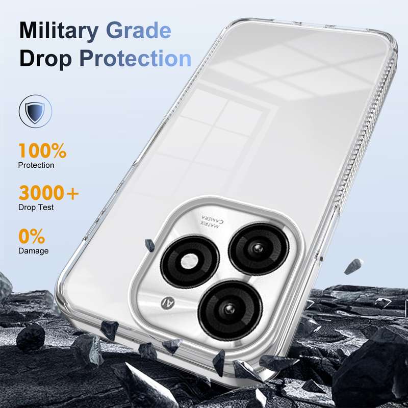 For Itel A70 2.5mm Anti-slip Clear Acrylic Hybrid TPU Phone Case(Black)