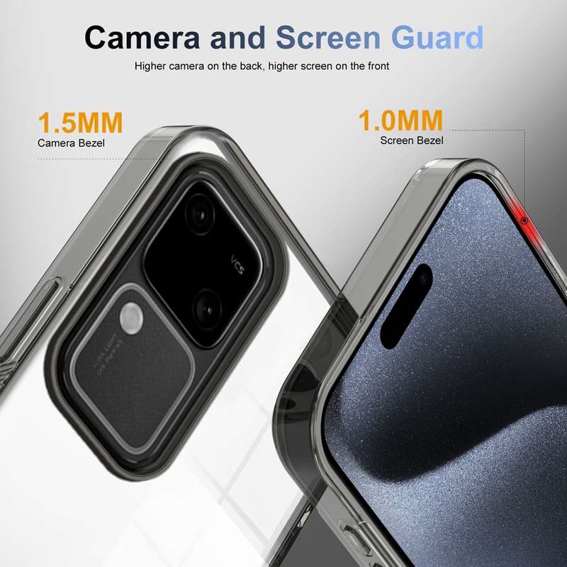 For vivo V30 / V30 Pro 2.5mm Anti-slip Clear Acrylic Hybrid TPU Phone Case(Black)