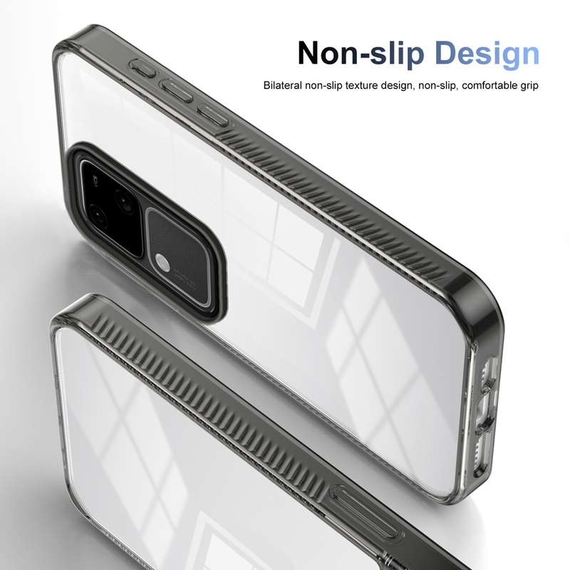 For vivo V30 / V30 Pro 2.5mm Anti-slip Clear Acrylic Hybrid TPU Phone Case(Black)