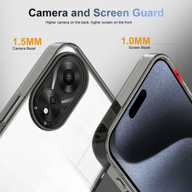 For OPPO A78 5G 2.5mm Anti-slip Clear Acrylic Hybrid TPU Phone Case(Black)