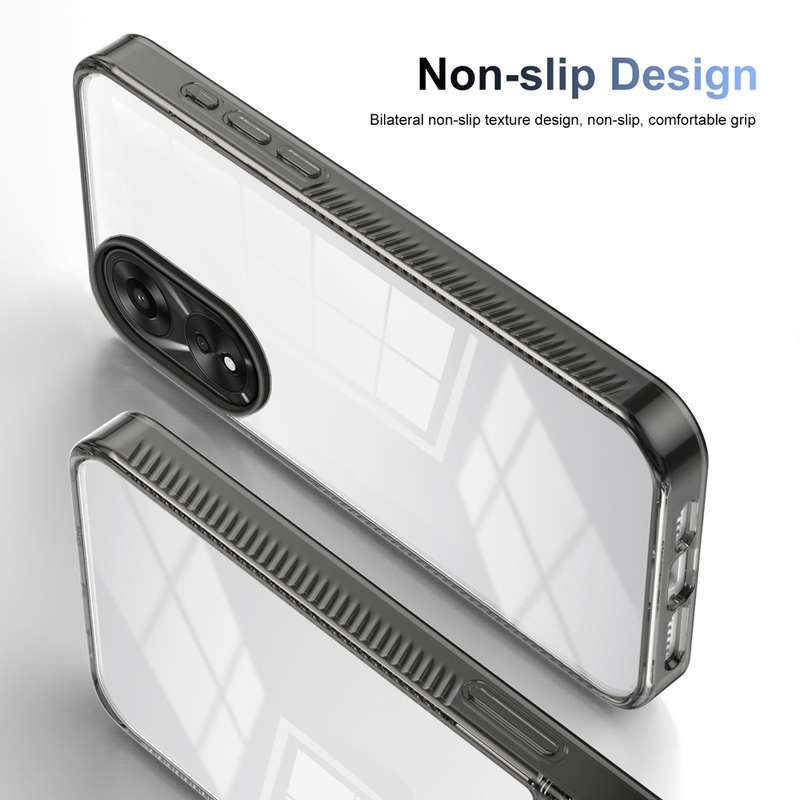 For OPPO A78 5G 2.5mm Anti-slip Clear Acrylic Hybrid TPU Phone Case(Black)