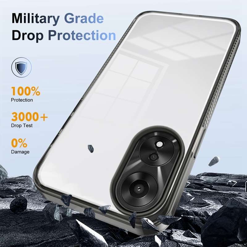 For OPPO A78 5G 2.5mm Anti-slip Clear Acrylic Hybrid TPU Phone Case(Black)