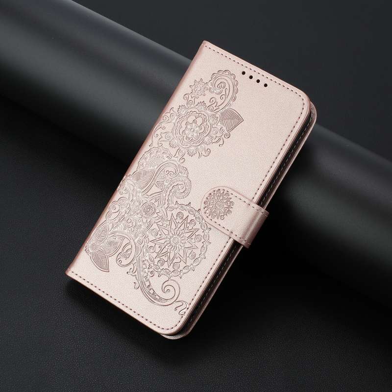 For vivo Y27 4G Global Datura Flower Embossed Flip Leather Phone Case(Rose Gold)