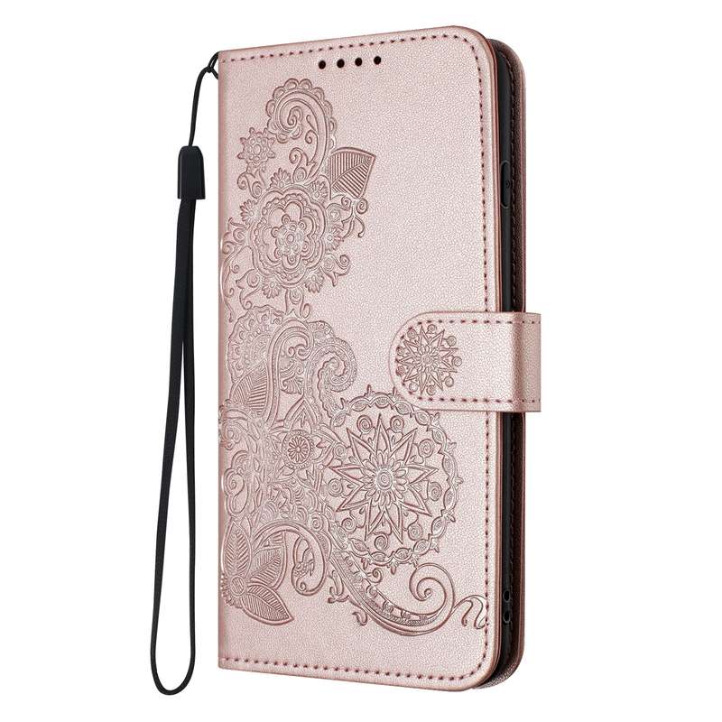 For vivo Y27 4G Global Datura Flower Embossed Flip Leather Phone Case(Rose Gold)