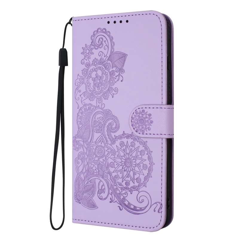For Realme 12+ 5G Global Datura Flower Embossed Flip Leather Phone Case(Purple)