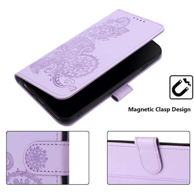 For Realme 12+ 5G Global Datura Flower Embossed Flip Leather Phone Case(Purple)
