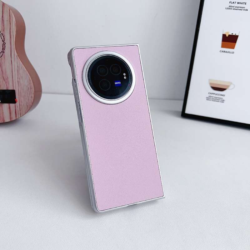 For vivo X Fold3 Pearlescent Paint Morandi Solid Color Leather Texture Phone Case(Purple)