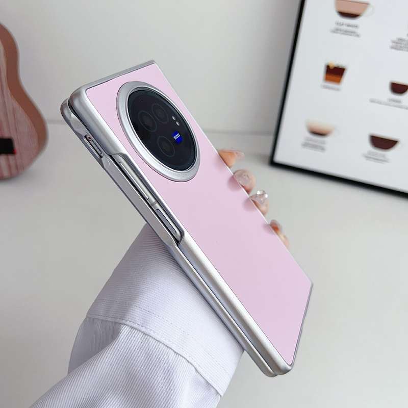 For vivo X Fold3 Pearlescent Paint Morandi Solid Color Leather Texture Phone Case(Purple)