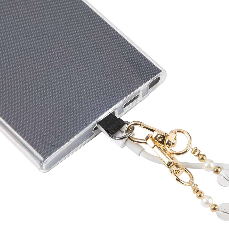 Mobile Phone Anti-lost Long Chain Flash Diamond Pearl Crossbody Lanyard(Black)