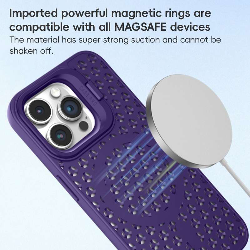 For iPhone 14 Hollow Cooling Lens Holder MagSafe Magnetic TPU Phone Case(Black)