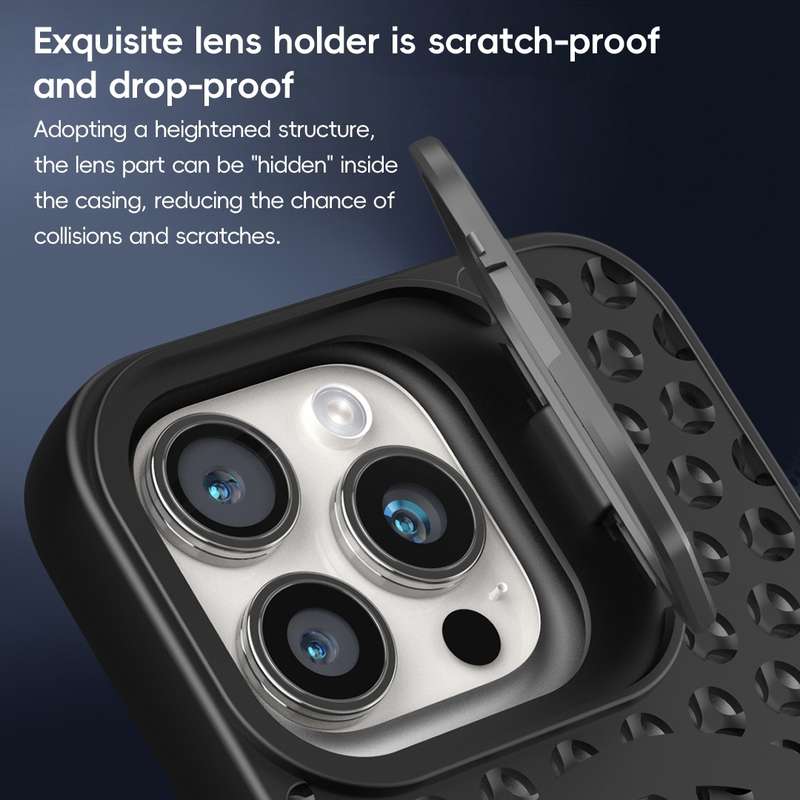 For iPhone 14 Hollow Cooling Lens Holder MagSafe Magnetic TPU Phone Case(Black)