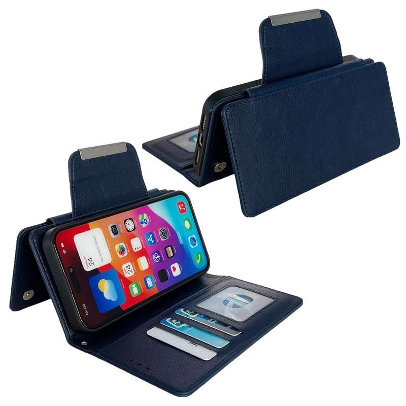 For iPhone 14 Pro Multifunctional 7-Card Wallet Leather Phone Case(Royal Blue)