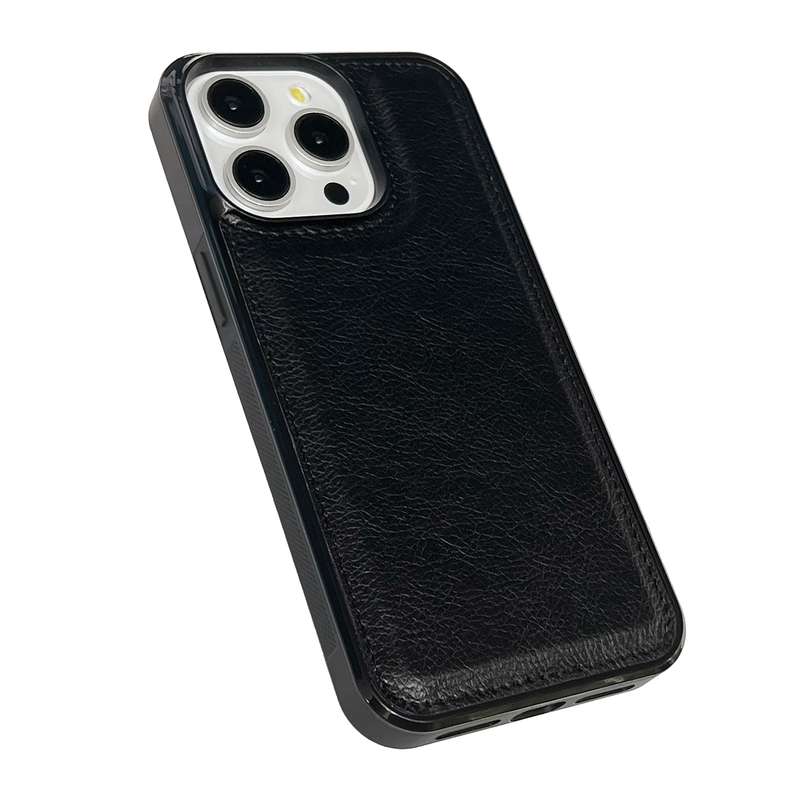 For iPhone 12 Pro Max Cowhide Texture Back Cover Phone Case(Black)