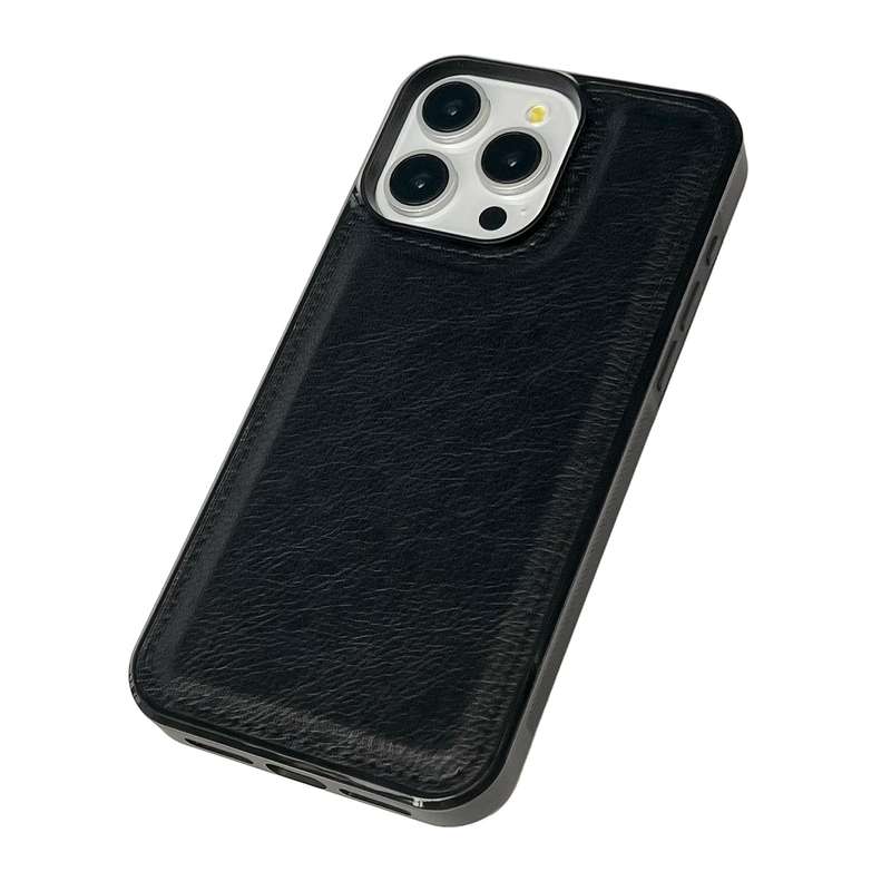 For iPhone 12 Pro Max Cowhide Texture Back Cover Phone Case(Black)