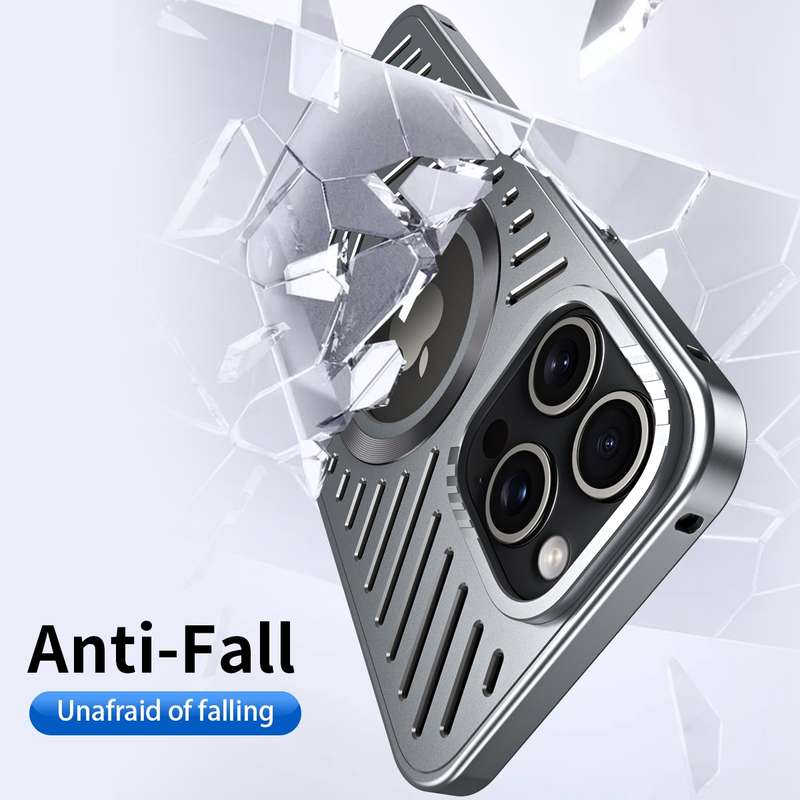 For iPhone 13 Pro Max MagSafe Magnetic Metal Cooling Phone Case(Titanium)