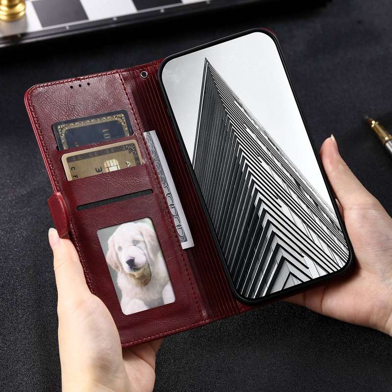 For Xiaomi Redmi Note 13 Pro 4G Simple 6-Card Wallet Leather Phone Case(Wine Red)