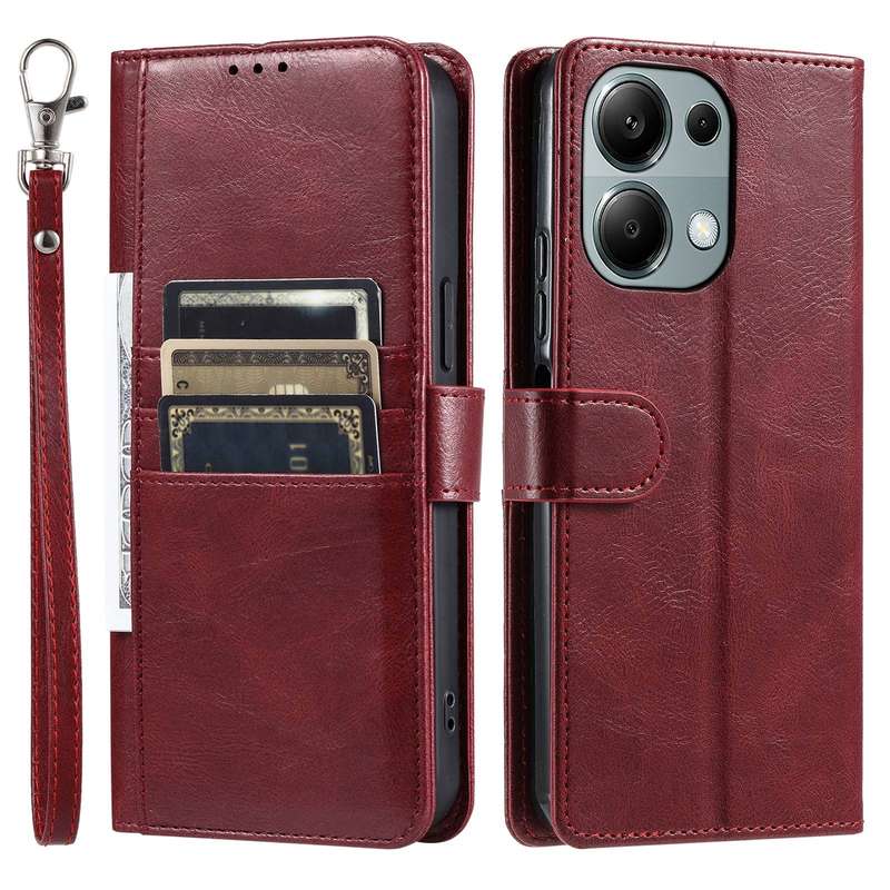 For Xiaomi Redmi Note 13 Pro 4G Simple 6-Card Wallet Leather Phone Case(Wine Red)