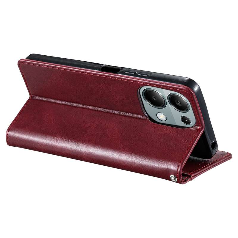 For Xiaomi Redmi Note 13 Pro 4G Simple 6-Card Wallet Leather Phone Case(Wine Red)