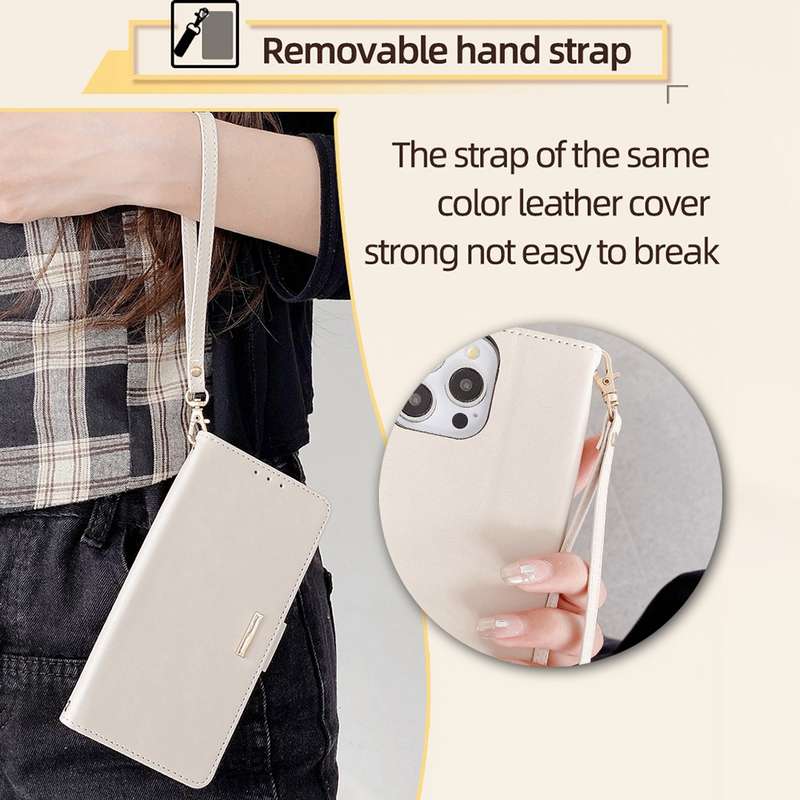 For iPhone 15 Plus Crossbody Chain Leather Phone Case(White)