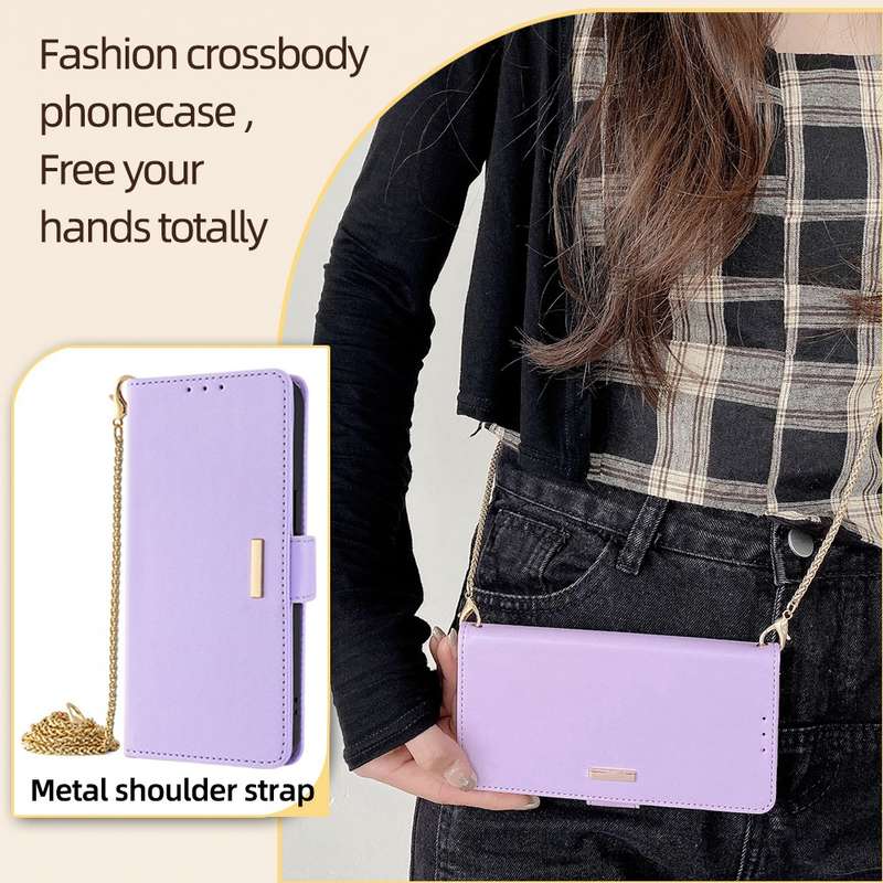 For Samsung Galaxy S23 FE 5G Crossbody Chain Leather Phone Case(Purple)