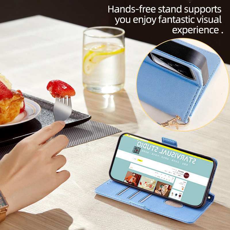 For Samsung Galaxy S22+ 5G Crossbody Chain Leather Phone Case(Blue)