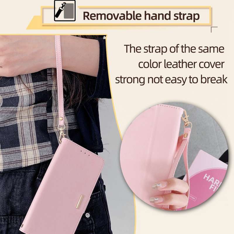 For Samsung Galaxy M54 5G Crossbody Chain Leather Phone Case(Pink)