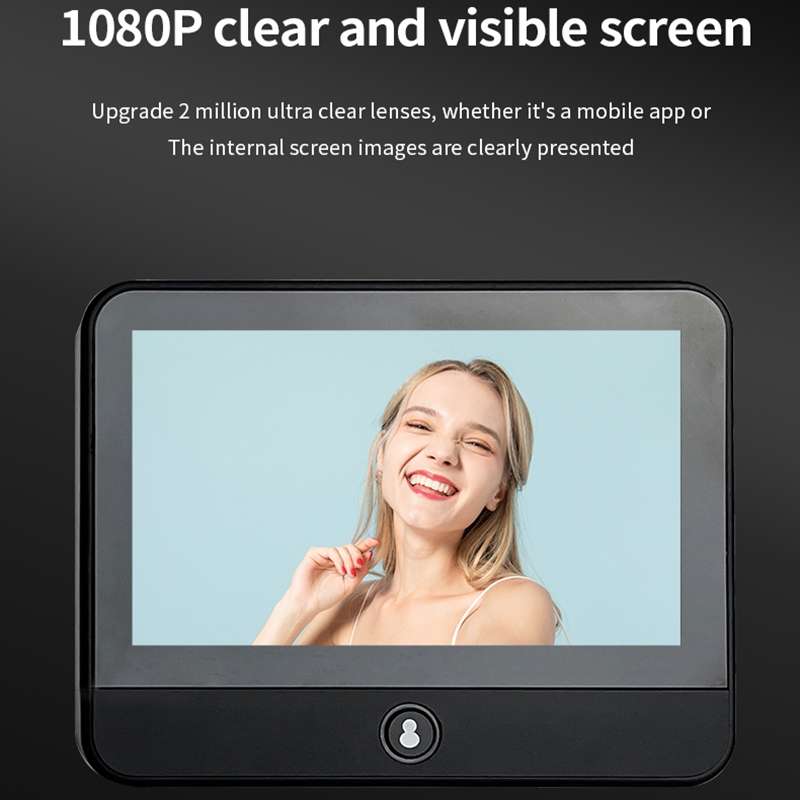 S50S 4.3 inch IPS LCD Screen 1080P Infrared Night Vision WiFi Smart Cat Eye Video Doorbell(Black)