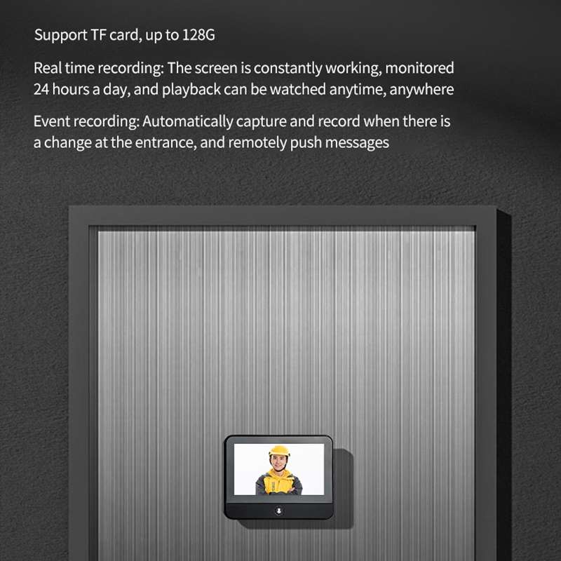 S50S 4.3 inch IPS LCD Screen 1080P Infrared Night Vision WiFi Smart Cat Eye Video Doorbell(Black)