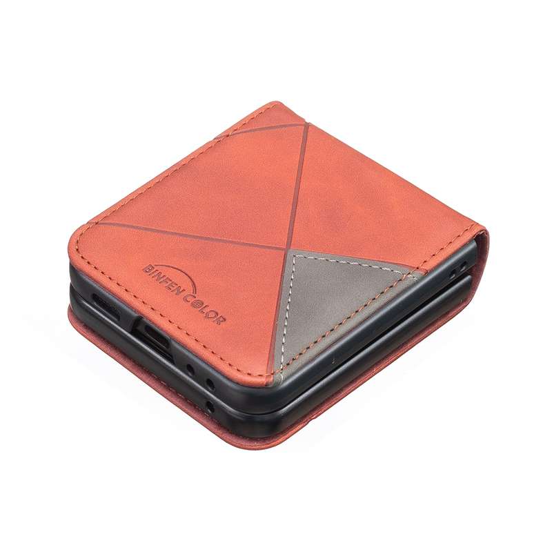 For Samsung Galaxy Z Flip5 Rhombus Texture PU + PC Shockproof Phone Case(Brown)