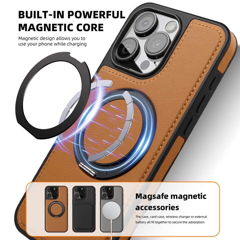 For iPhone 11 Yashi 360 Degree Rotating MagSafe Bracket Phone Case(Grey)